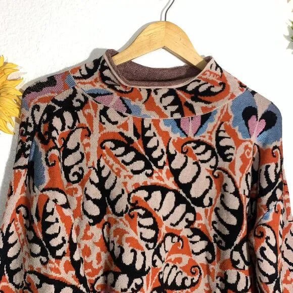 Anthropologie Maeve Mock Neck Multi-Pattern Oversized Sweater Size Small Women’s - Picture 3 of 15